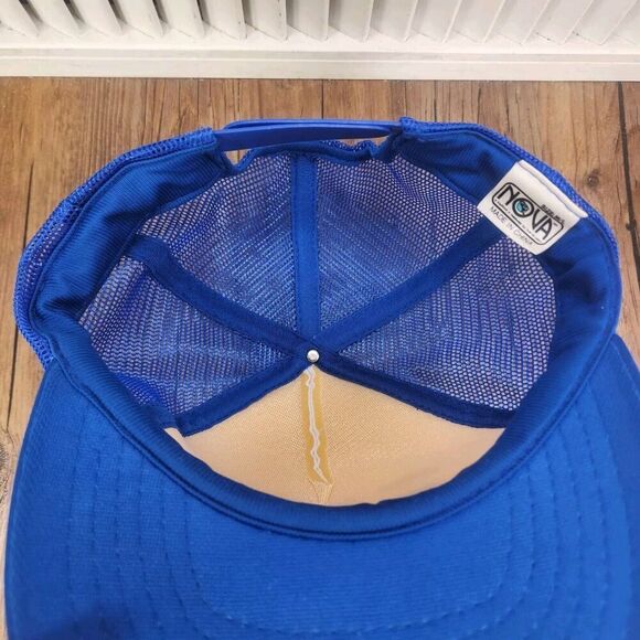 VTG 1989 Cody Fire School Snapback Trucker Hat Cap Blue White Rope Mesh Wyoming - Picture 9 of 11